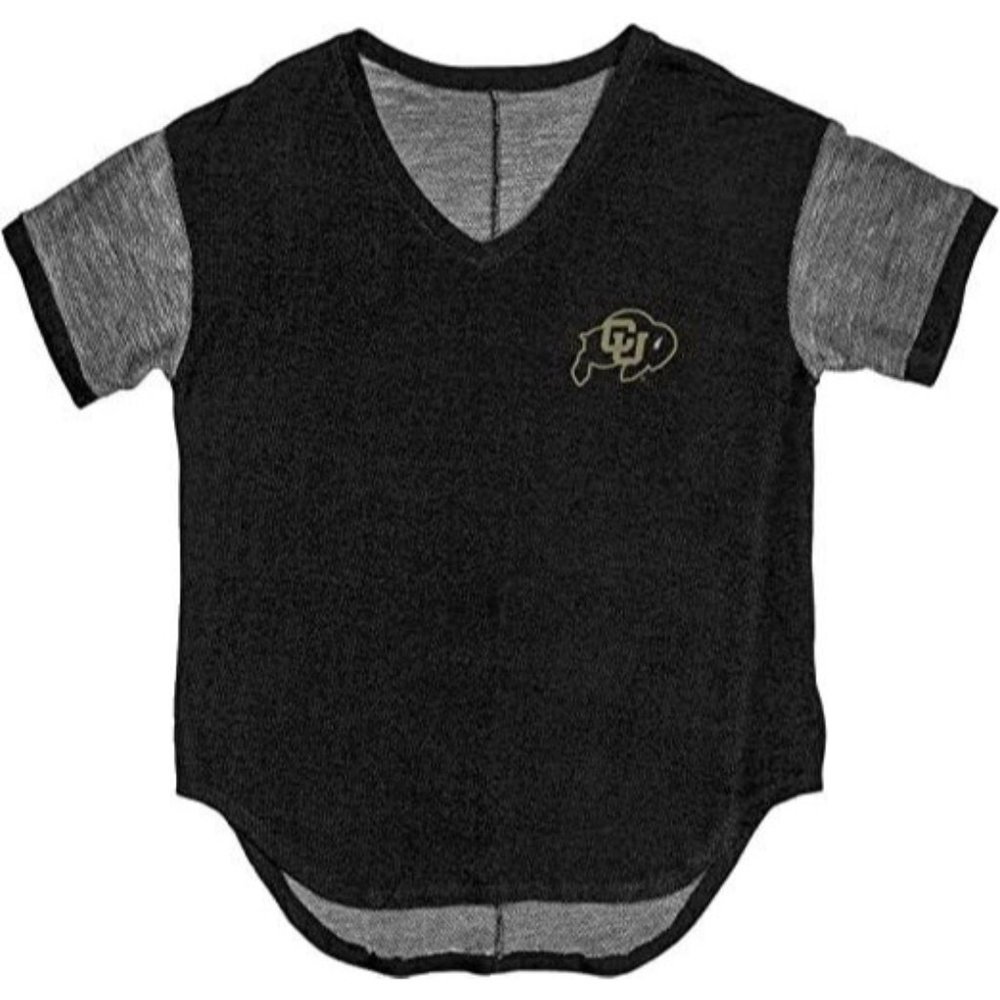 Women's NCAA Colorado Buffaloes Premium Terry V-Neck T-Shirt, Black, Medium, NWT